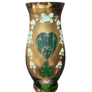 egermann green gold high enamel bohemian glass vase