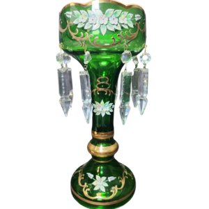 egermann green and gold high enamel bohemian crystal lustre vase