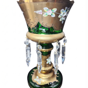 egermann green and gold high enamel bohemian crystal lustre vase