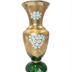 egermann green and gold high enamel bohemian crystal footed vase