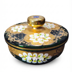egermann green and gold high enamel bohemian crystal bonbonaire