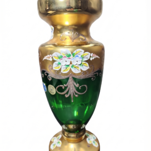 egermann green and gold high enamel bohemian glass footed vase