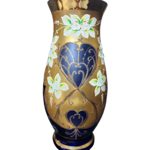 egermann blue and gold high enamel bohemian crystal vase
