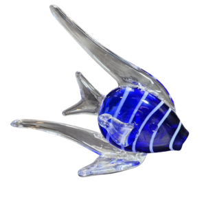 egermann blue striped bohemian crystal fish figurine