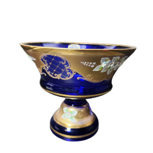 blue egermann bohemian crystal footed bowl (high enamel)
