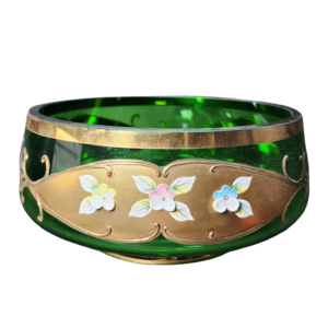 egermann green and gold high enamel bohemian crystal bowl