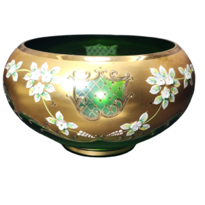 egermann green and gold high enamel bohemian crystal bowl
