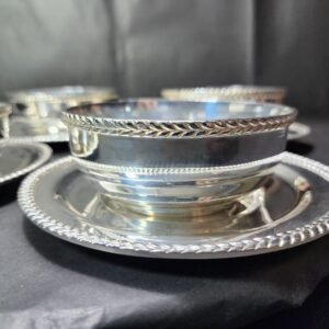 silver bowls with saucers set