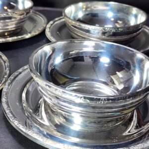 silver bowls with saucers set