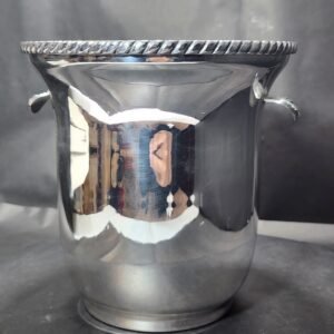 vintage silver plated ice bucket with ornate rope twist border