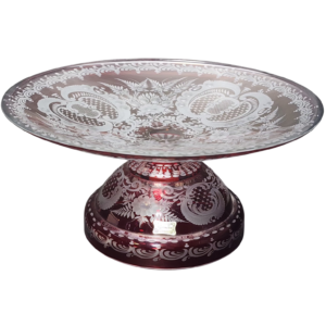 egermann hand engraved cranberry red bohemian glass cylinder vase