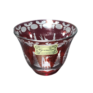 egermann hand engraved cranberry red bohemian glass arabic coffee cups set