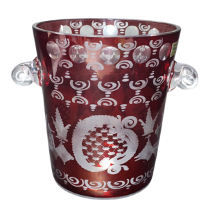 egermann hand engraved cranberry red bohemian glass ice bucket