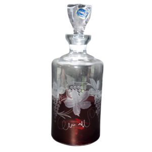 egermann hand engraved cranberry red and clear bohemian crystal decanter / bottle