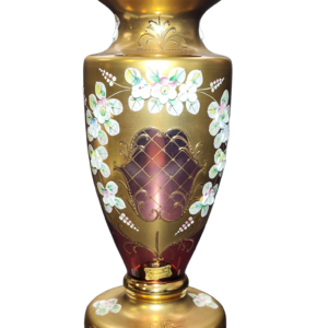 egermann high enamel red bohemian crystal lattice urn vase