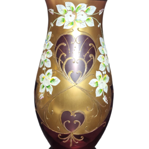 egermann high enamel red bohemian crystal scroll urn vase