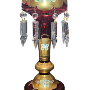 egermann high enamel ruby bohemian crystal panel lustre vase