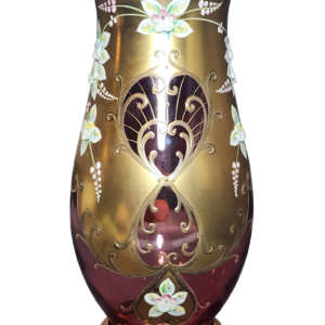 egermann high enamel red bohemian crystal gilded urn vase