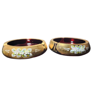 egermann high enamel red bohemian crystal ashtrays (set of 2)