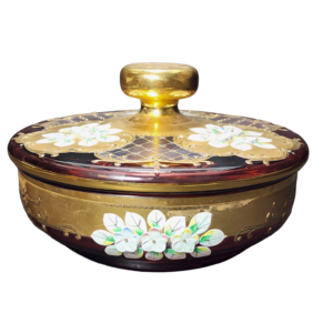 egermann high enamel red bohemian crystal gilded bonbonniere