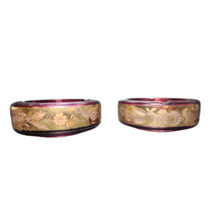 egermann engraved red bohemian crystal ashtrays (set of 2)