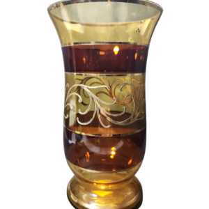 egermann hand painted amber crystal flared vase (as is)