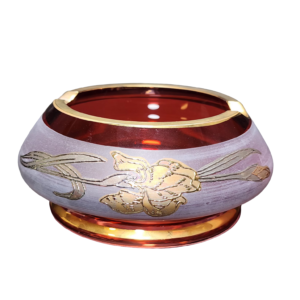 egermann hand painted pink and ruby red bohemian crystal ashtrays (set of 2)