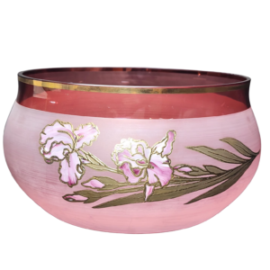 egermann hand painted pink and ruby red bohemian crystal decorative bowl