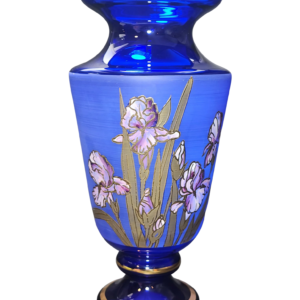 egermann hand painted periwinkle and cobalt blue bohemian crystal footed vase