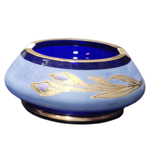 egermann hand painted periwinkle and cobalt blue bohemian crystal ashtrays (set of two)