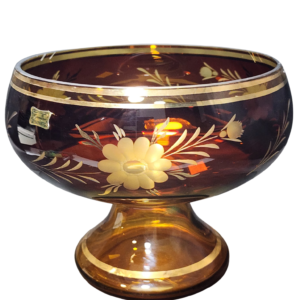 egermann hand engraved amber crystal pedestal bowl