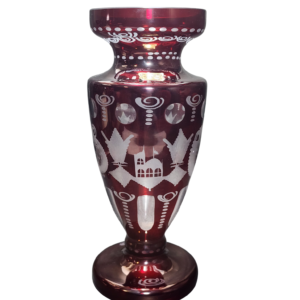 egermann hand engraved cranberry red bohemian glass vase