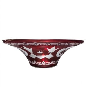 egermann hand engraved cranberry red bohemian glass large bowl