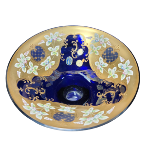 egermann high enamel blue crystal flared vase