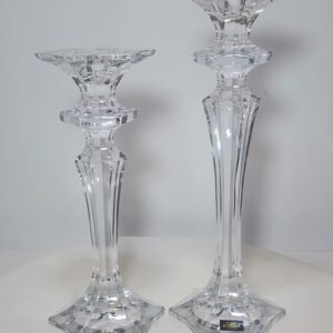 bohemian crystal geometric star pedestal candlestick holders set of 2