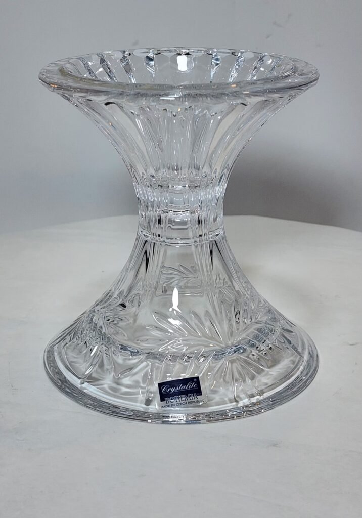 Bohemian Crystal Pedestal Fluted Candle Holder Stand