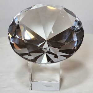 clear crystal giant diamond paperweight with base