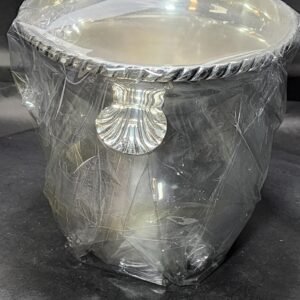 silver plated ice bucket and basket with tongs
