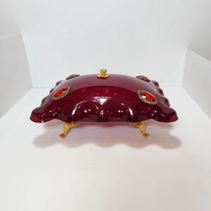 red acrylic plexi bowl with red stones and gold details