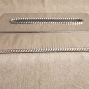 silver plated napkin and tissue holder box with rope twist trim