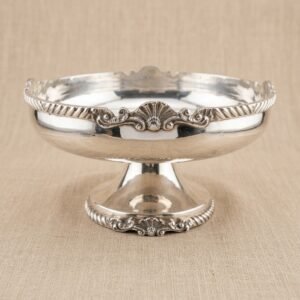 silver plated shell motif pedestal serving dish