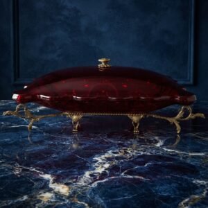 red plexi bowl with bronze