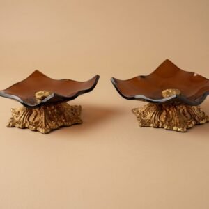amber plexi footed decorative bowls (set of 2)