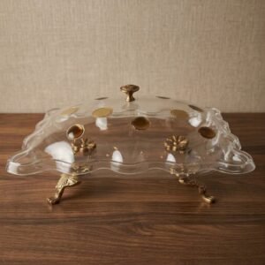 Clear Plexi Covered Bowl And Gold And Dark Disc Inlays