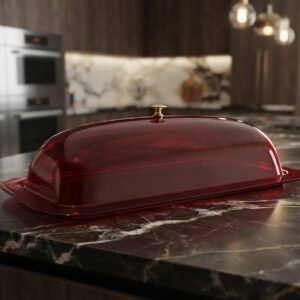 ruby plexi covered cake stand