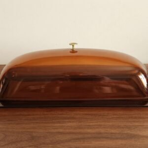 amber plexi covered cake stand